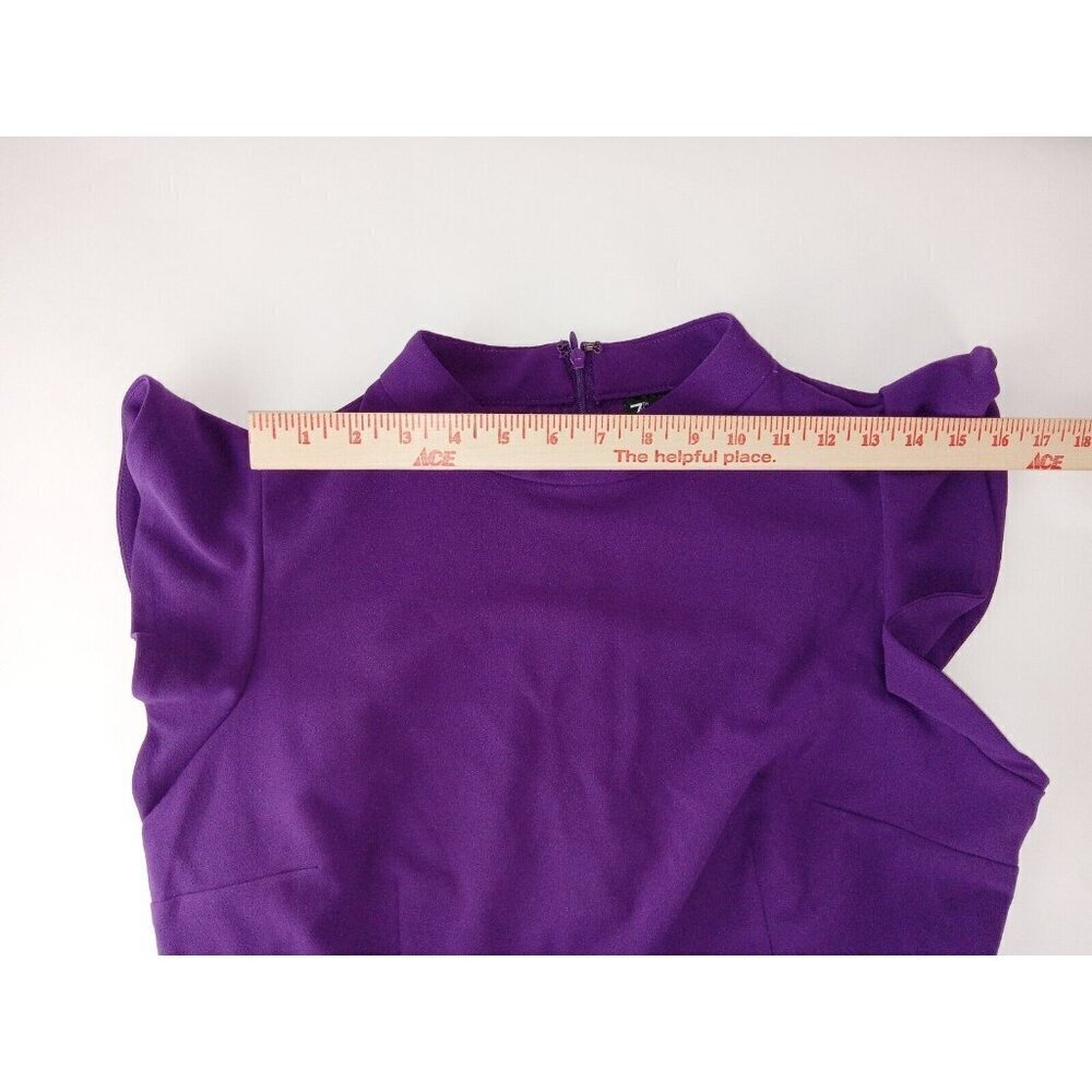 7th Avenue Womens Top Purple Flutter Sleeve Blouse Asymmetrical Hem Size L - Picture 3 of 12